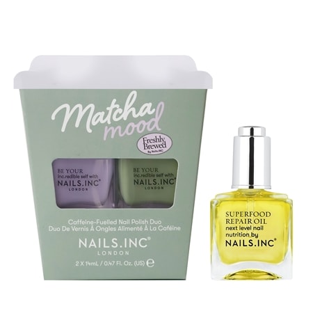Nails Inc Matcha Mood Nail Polish DUO  w/ Superfood Nail Oil 14ml