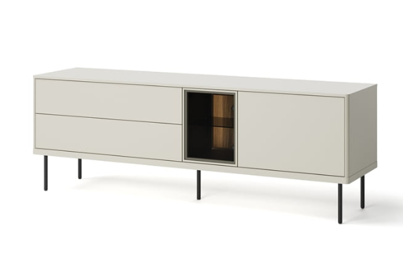 Szafka RTV Epiro z oświetleniem - Lenart - kaszmir / dąb ciemny - 161x53x41 - EP-06