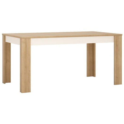 Stół rozkładany Lyon - Meble Wójcik - dąb riviera jasny / biały połysk - 160x76.5x90 - LYOT04