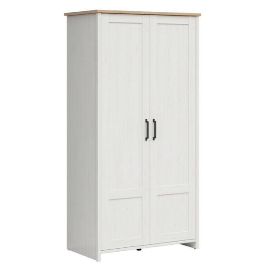 Szafa Loksa - Black Red White - sosna andersen biała / dąb grandson - 101.5x200.5x57 - S455-SZF2D