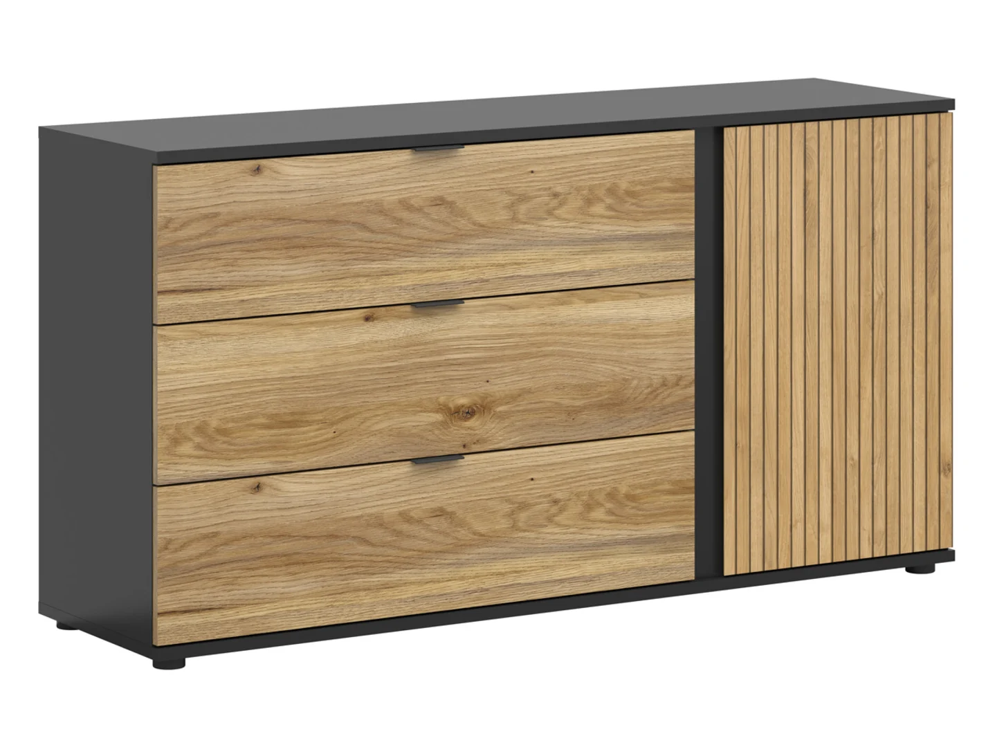 Komoda Luen - Black Red White - czarny- dąb tegola-dąb mauvella - 143.5x76.5x39.5 - S634-KOM1D3S