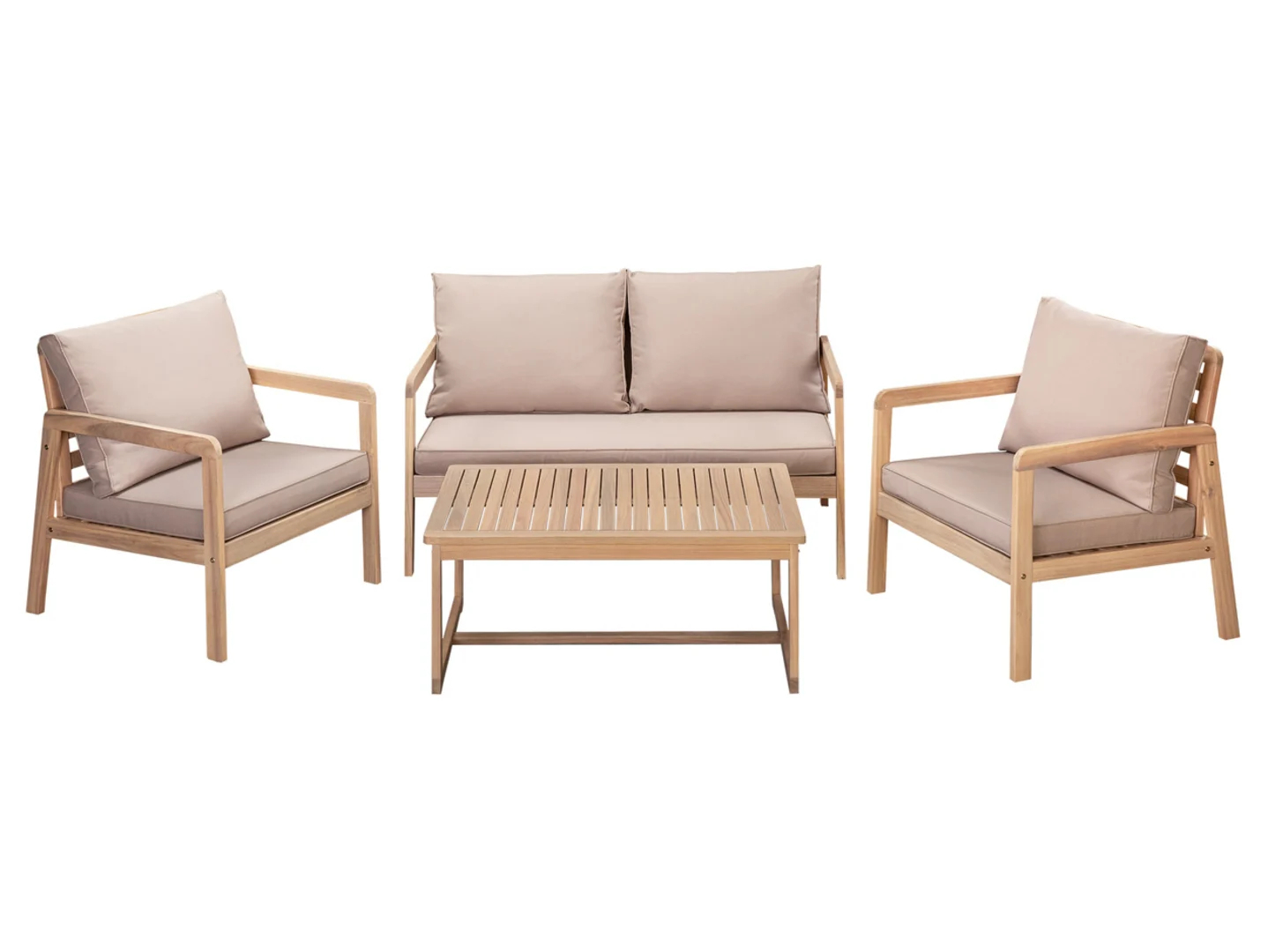 Zestaw mebli ogrodowych Lido - Black Red White - beżowy - drewno, tkanina - OM-TAY-SET_4-LIDO