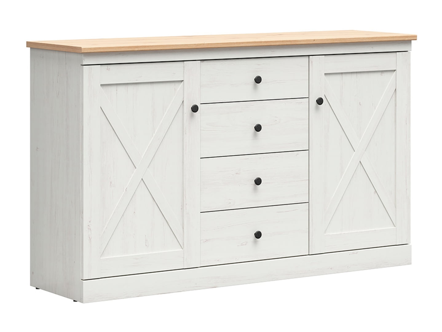 Komoda Frija - Black Red White - sosna andersen biała / dąb artisan - 153x93x43,5 - S611-KOM2D4S