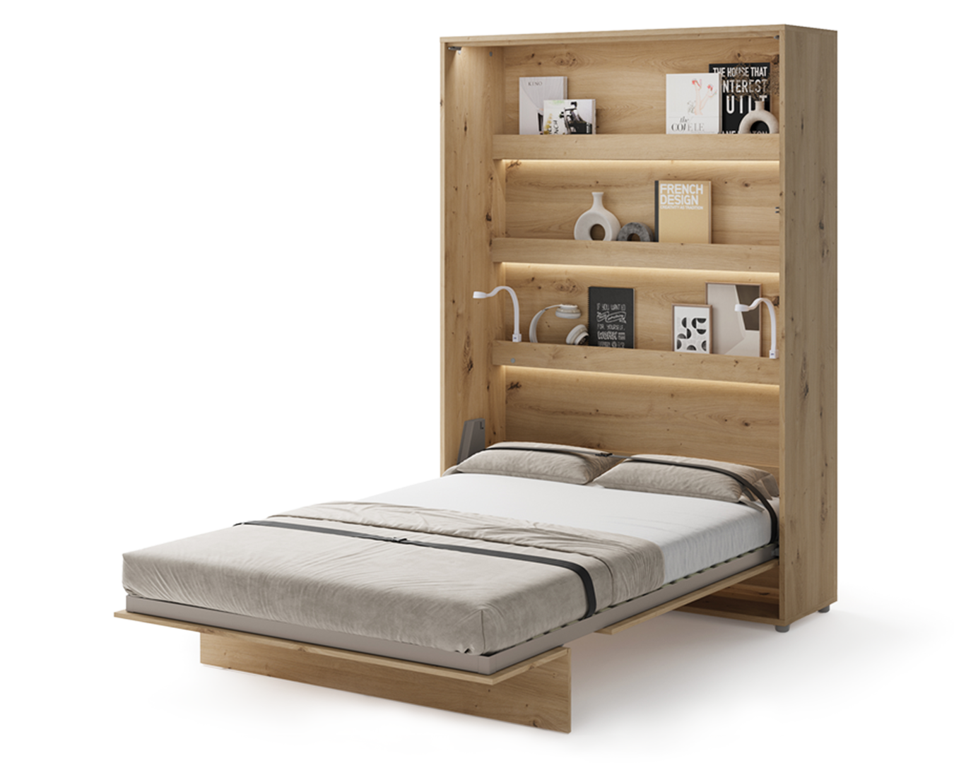Półkotapczan Pionowy 140 Bed Concept - Lenart - dąb artisan - 151x218x228 - BC-01