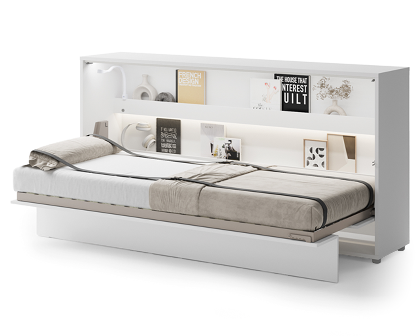 Nowoczesny półkotapczan do salonu lub sypialni 90 Bed Concept - Lenart - biały alpejski - 211x107x1