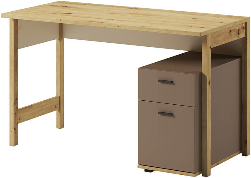 Biurko Lenny - Lenart - dąb artisan / beż / truflowy - 125x76x60 - LENNY LY-04