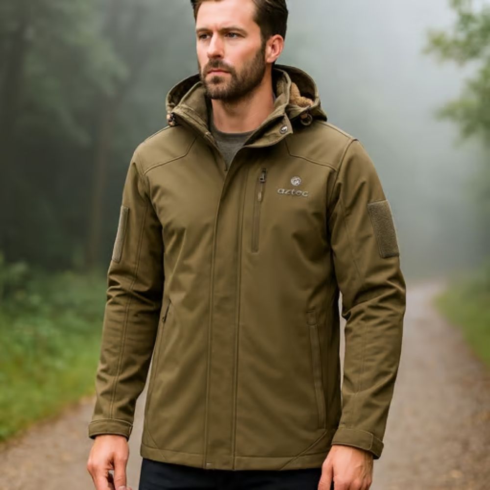 מעיל סופטשל Puffin X II של Aztec בצבע זית - 3XL, חאקי