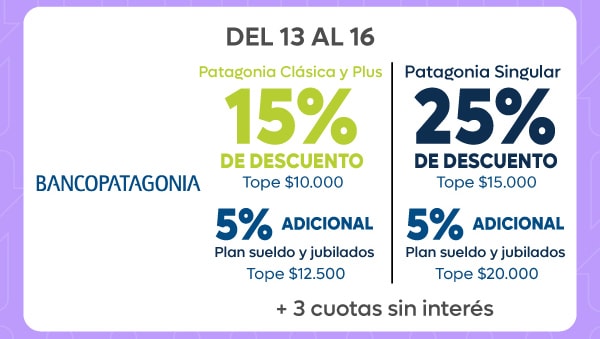 Banco patagonia del 13 al 16