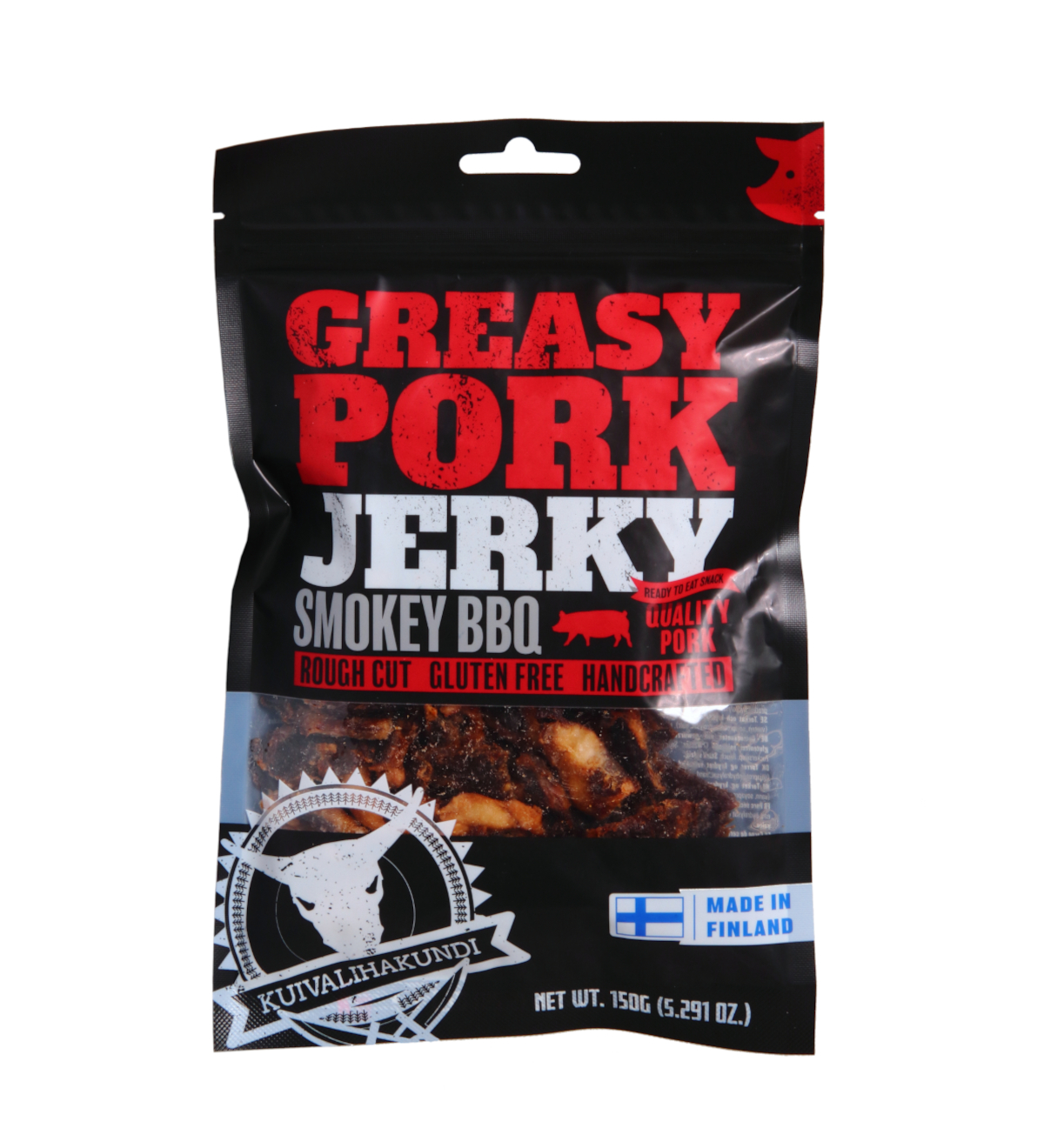 Image of Kuivalihakundi Greasy Pork Jerky Smokey BBQ, 150g
