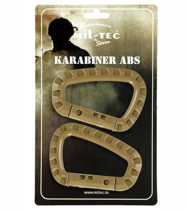 Image of Karabiinihaka muovi 83 mm, 2 kpl/pkt, kojootinruskea, Mil-Tec Kojootinruskea