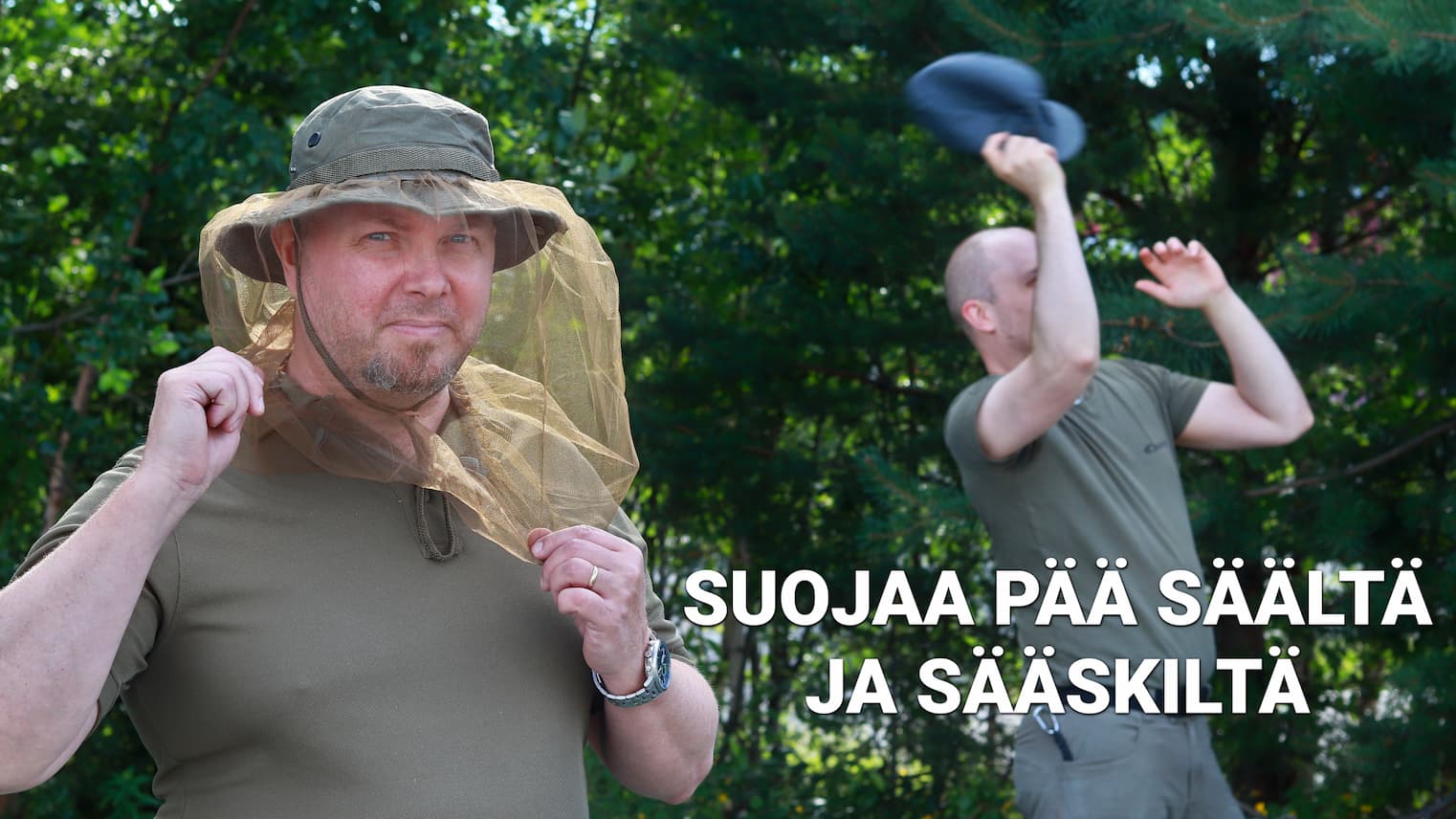 Suojaa pää auringolta ja hyönteisiltä