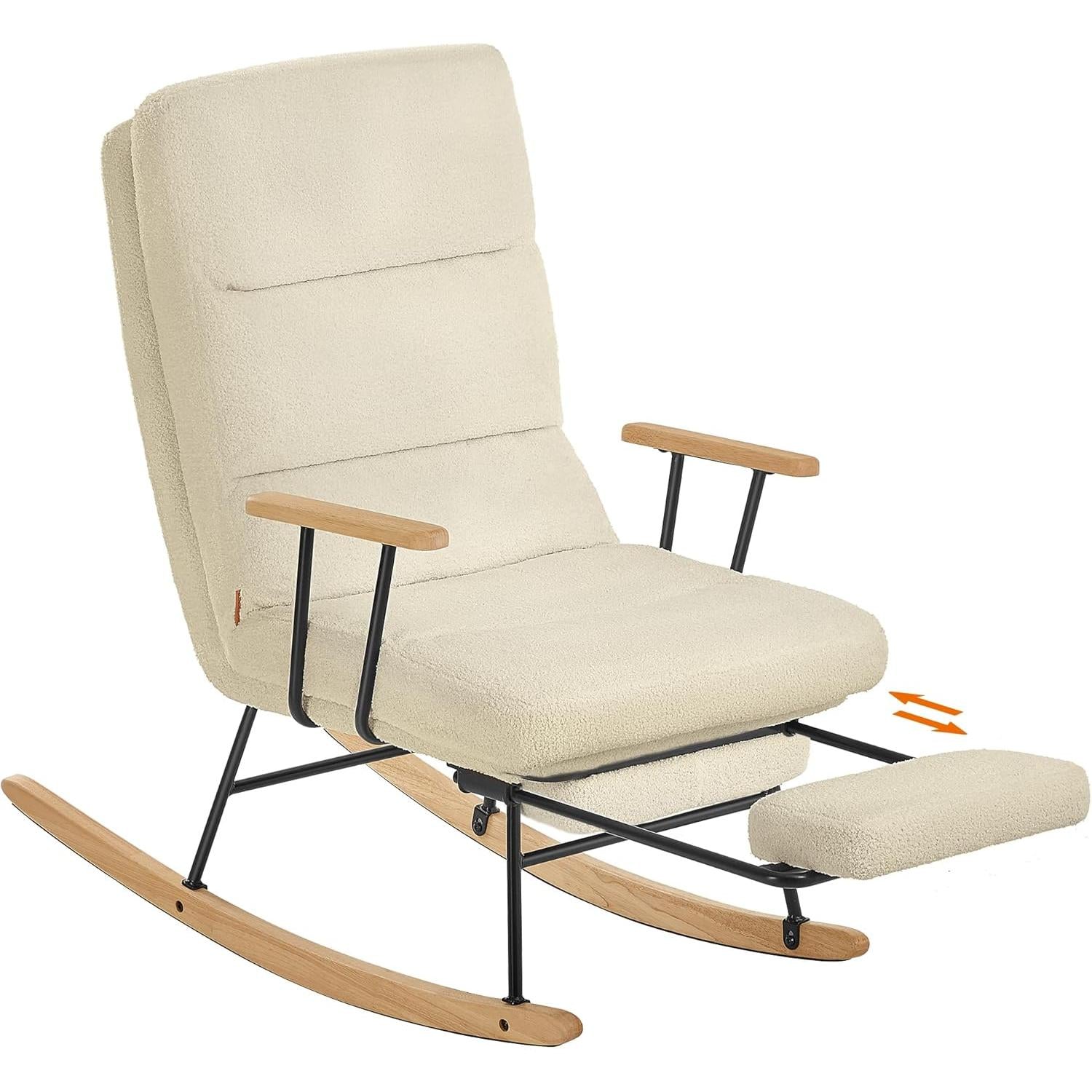 Image of Hintaszék fa lábakkal, plüss szövettel, 4 fokozatban állítható háttámlával,  krémfehér