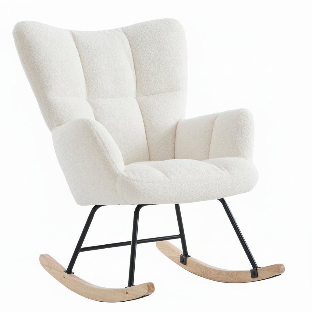 Image of Hintaszék, relaxációs szék plüss szövet kárpitozással, fehér színű