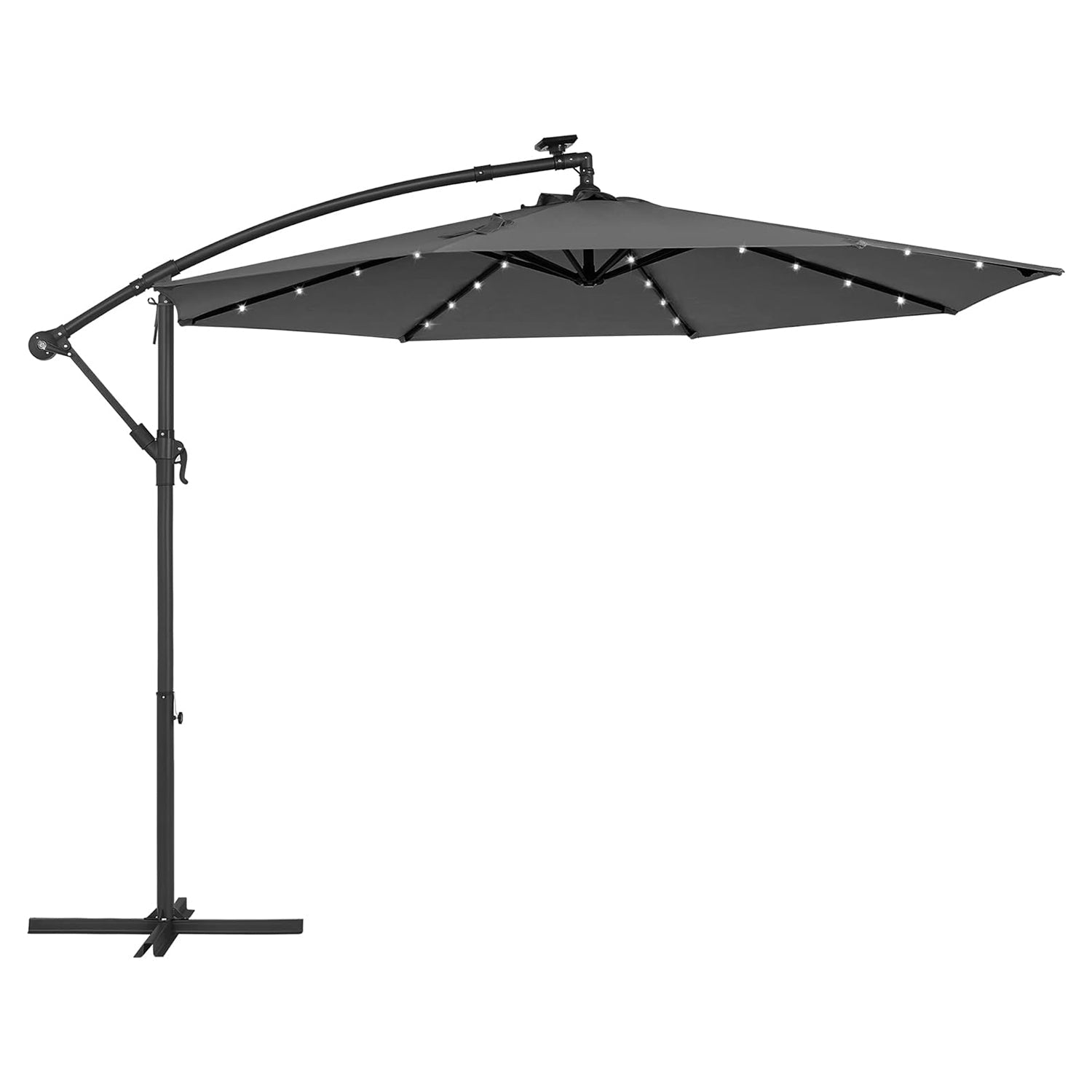 Image of Kerti napernyő napenergiával működő led lámpákka, szürke