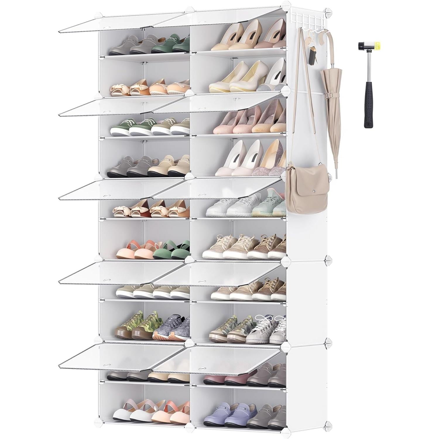 Image of Összekapcsolható cipőtartó állvány fehér színben