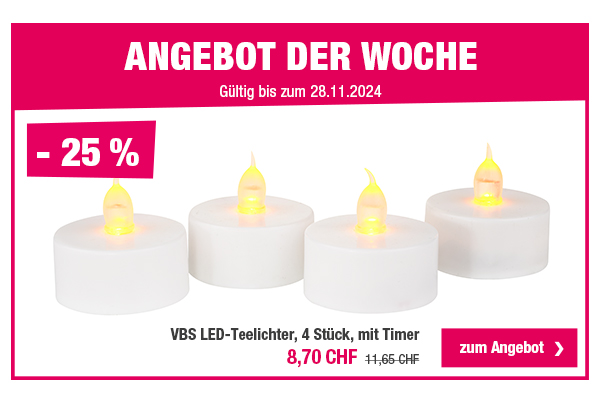 VBS LED-Teelichter, 4 Stück, mit Timer