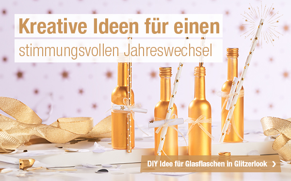 DIY Idee für Glasflaschen im Glitzerlook