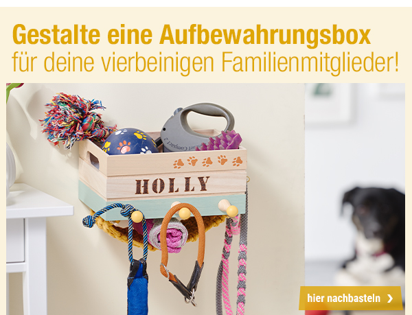 Gestalte eine Aufbewahrungsbox für deine vierbeinigen Familienmitglieder!