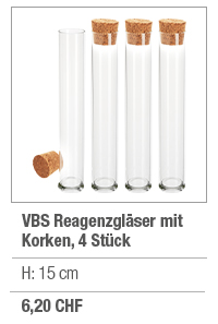 VBS Reagenzgläser mit Korken, 4 Stück