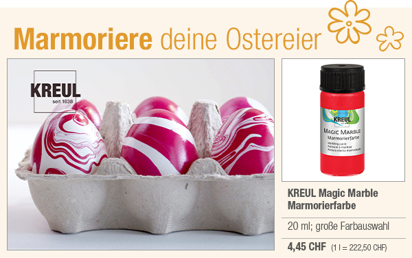 Marmoriere deine Ostereier mit Kreul Magic Marble Marmorierfarbe