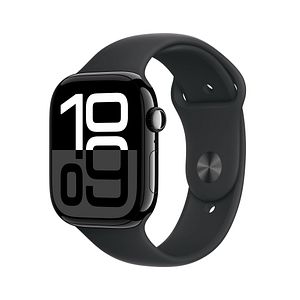 Apple Watch Series 10 (GPS + Cellular) 46 mm peilimusta alumiinikuori ja musta urheiluranneke, M/L