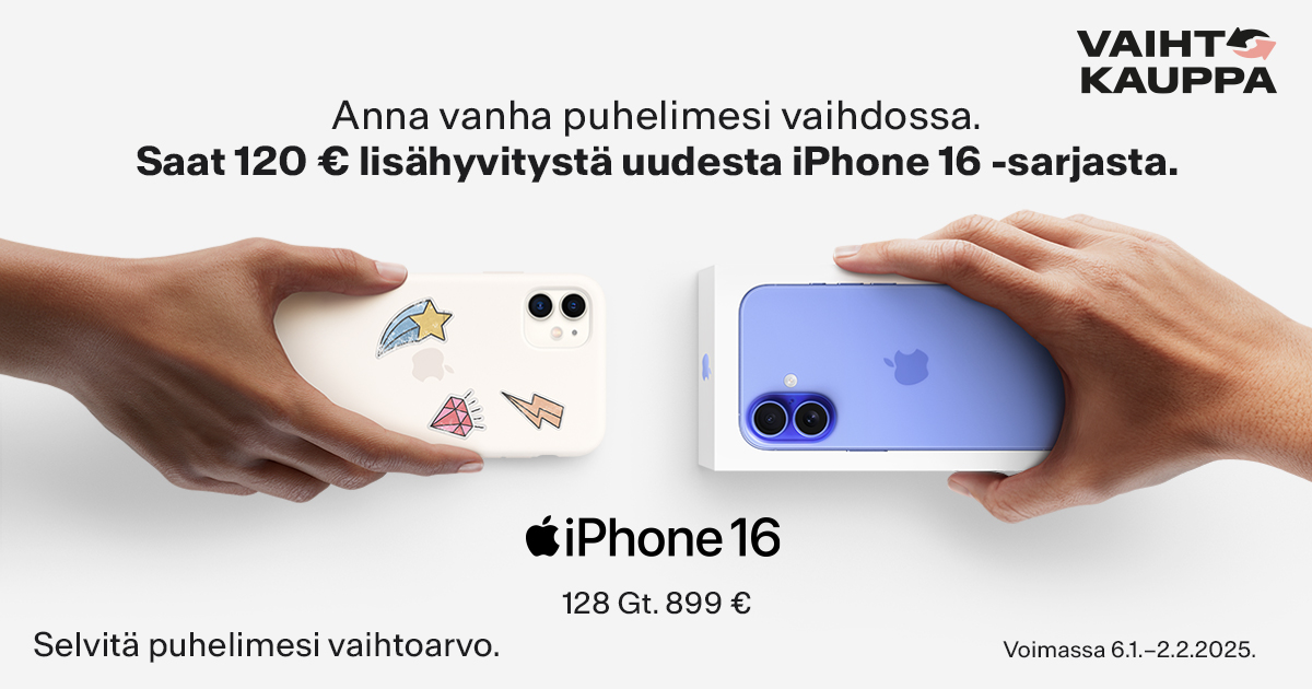 Vaihtokauppa lisähyvitys – iPhone 16 -sarja