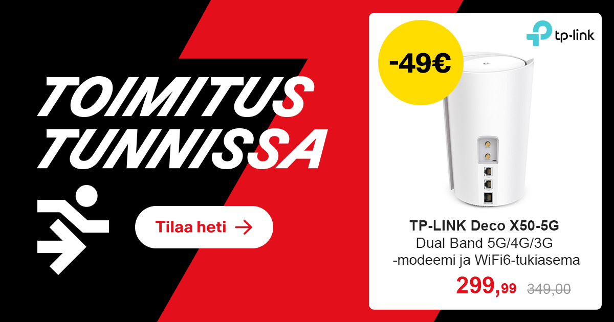 TP-LINK Deco X50-5G Dual Band 5G/4G/3G -modeemi ja WiFi6 -tukiasema