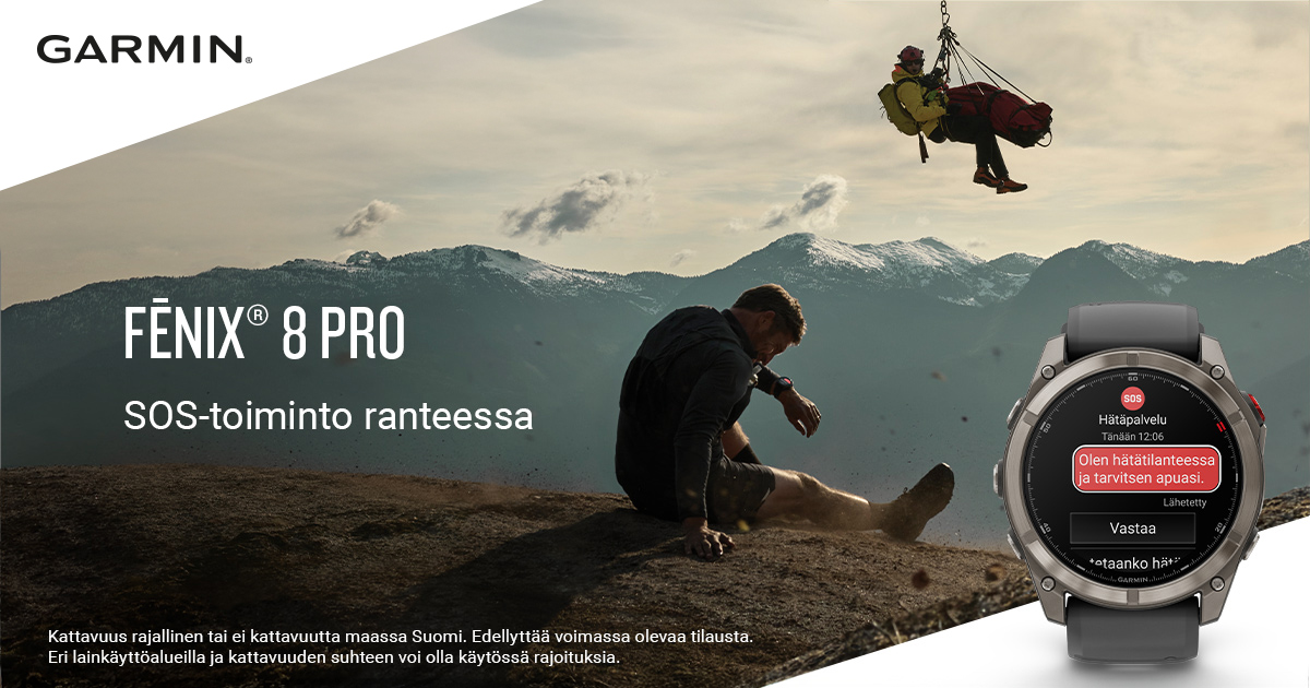 Garmin Fenix 8 Pro – SOS-toiminto ranteessa