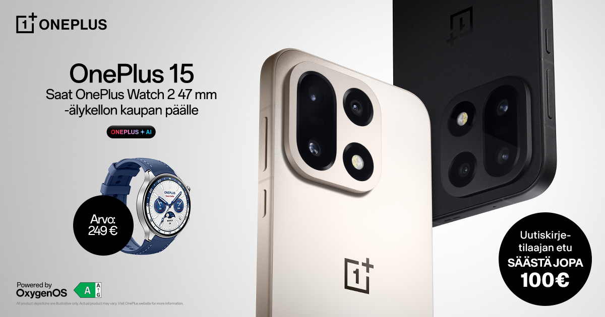 OnePlus 15 – -100 € + OnePlus Watch 2 -kello