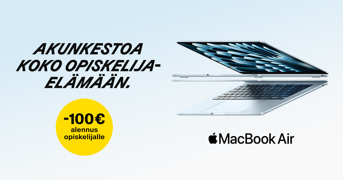 MacBook Air – Akunkestoa koko opiskelijaelämään.