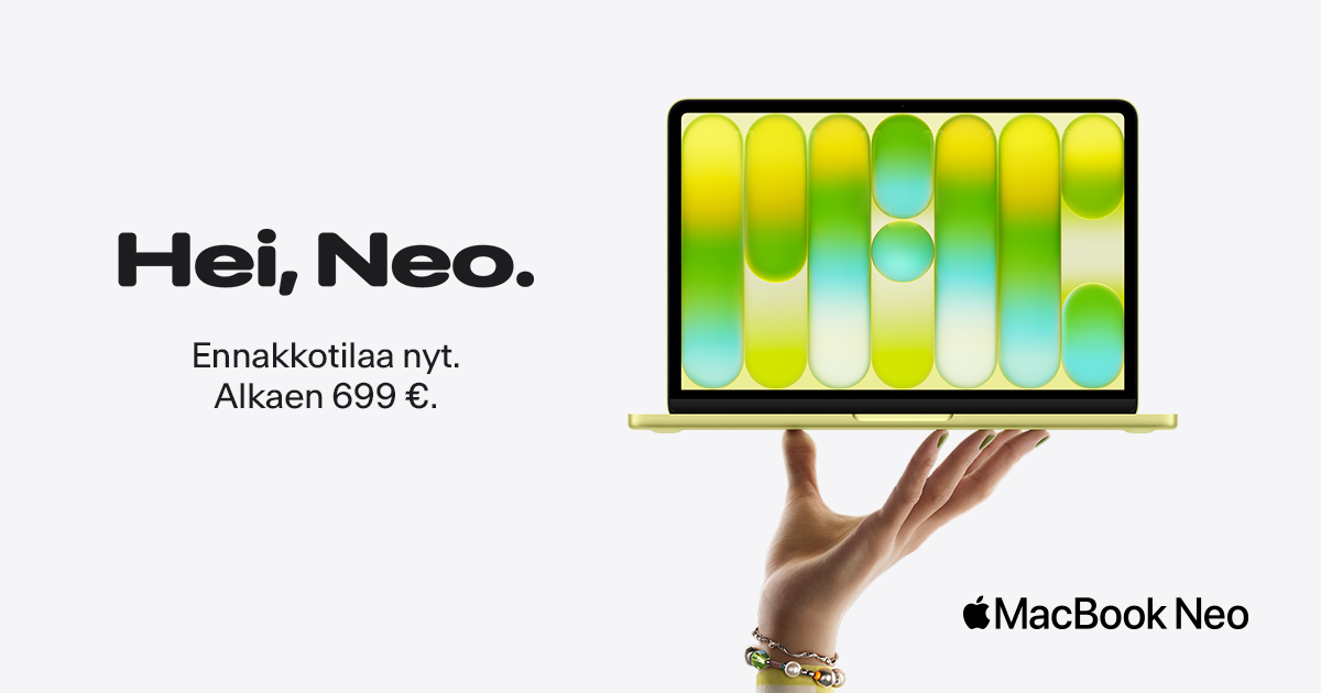 MacBook Neo. Ennakkotilaa nyt. Alkaen 699 €.