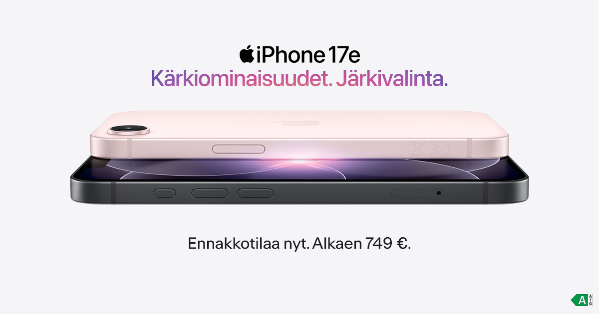 iPhone 17e. Ennakkotilaa nyt. Alkaen 749 €.