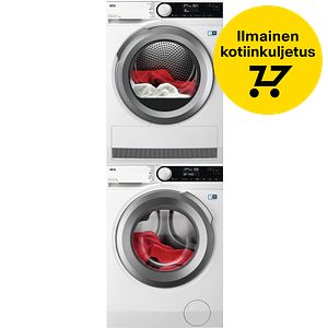 AEG LR733G94E 7000-sarjan pyykinpesukone ja AEG TR833A84E 8000-sarjan kuivausrumpu