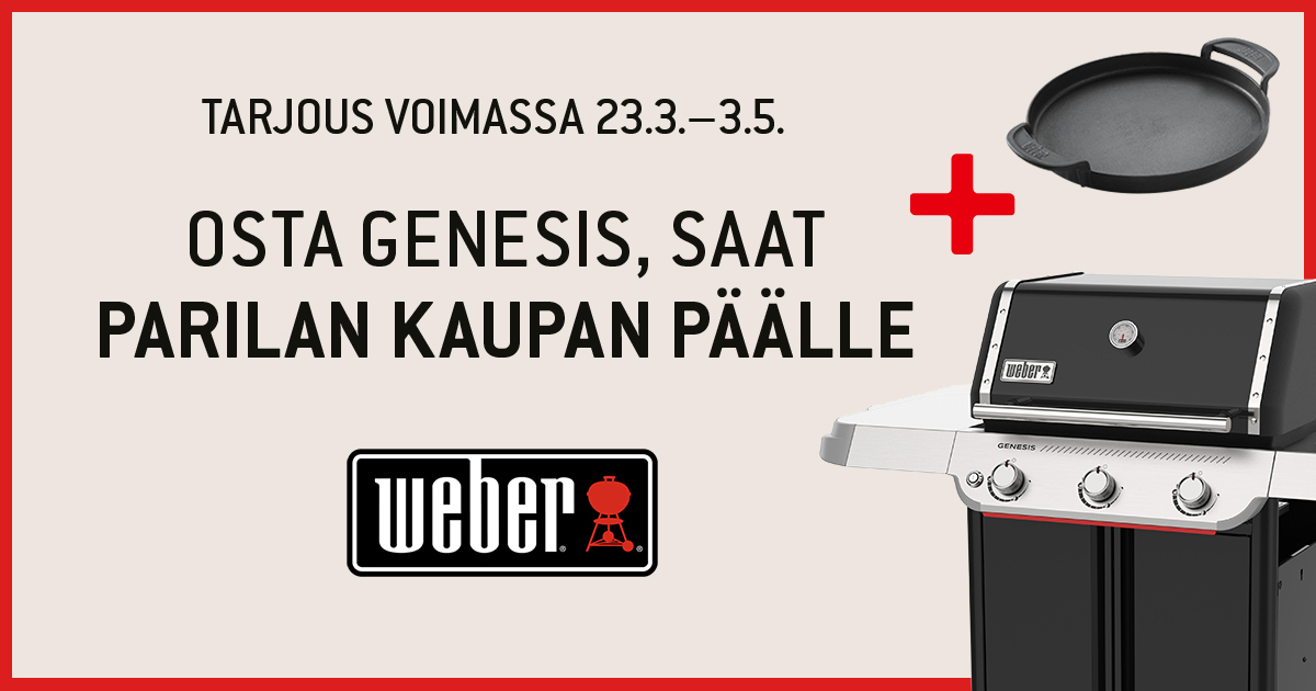 Osta Weber Genesis, saat parilan kaupan päälle. Voimassa 23.3.–3.5.