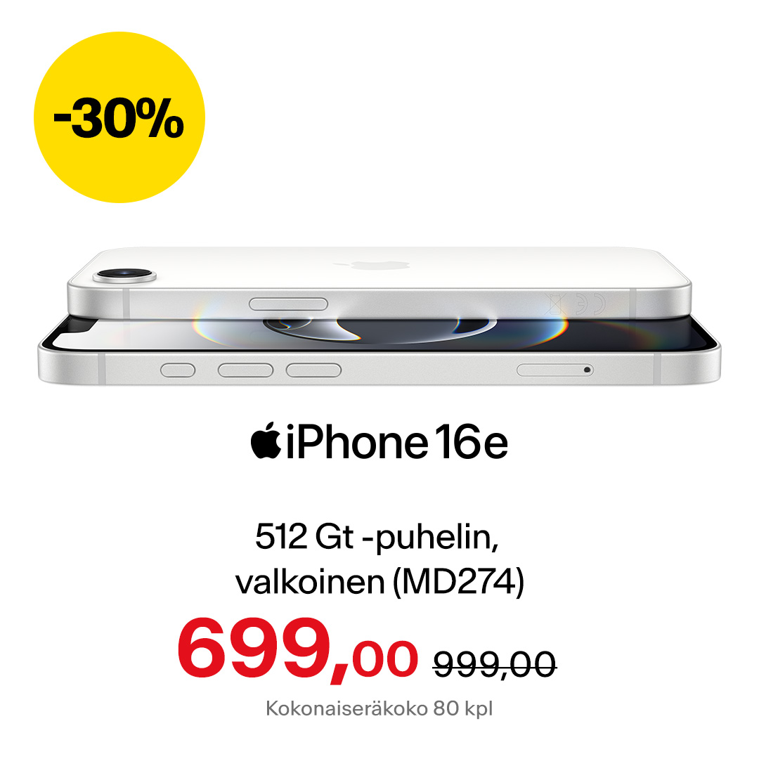 Apple iPhone 16e 512 Gt -puhelin, valkoinen (MD274)