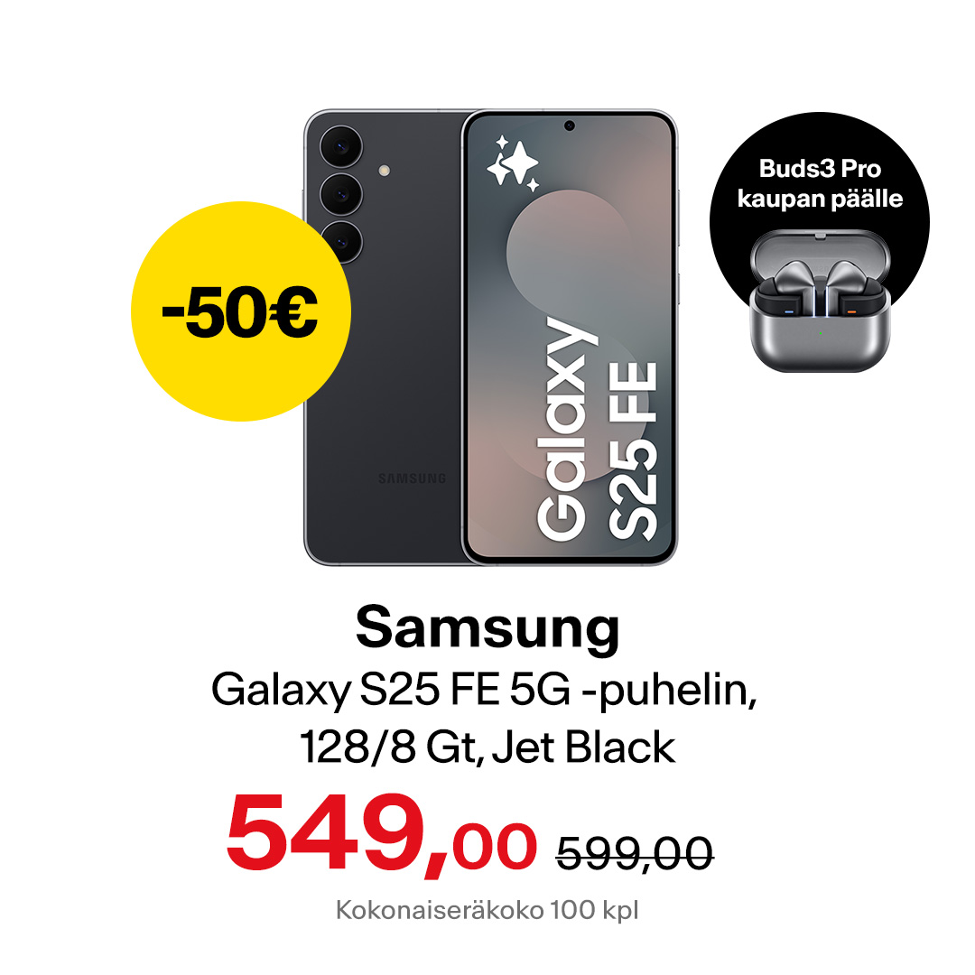 Samsung Galaxy S25 FE 5G puhelin, 128/8 Gt, Jet Black