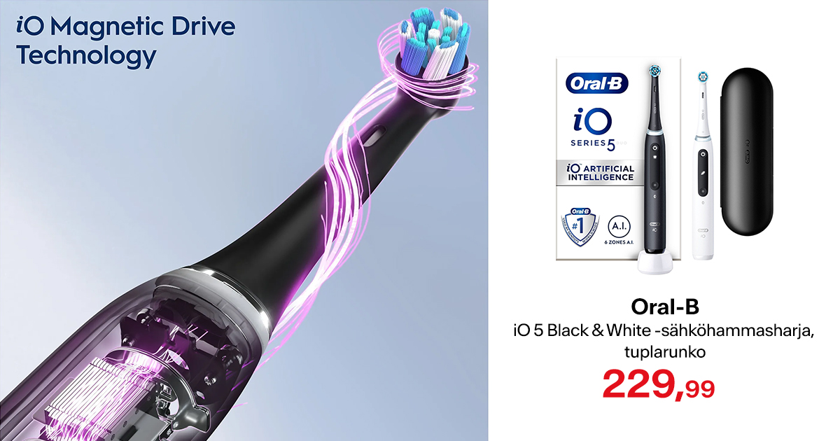 Oral-B iO 5 Black & White -sähköhammasharja, tuplarunko