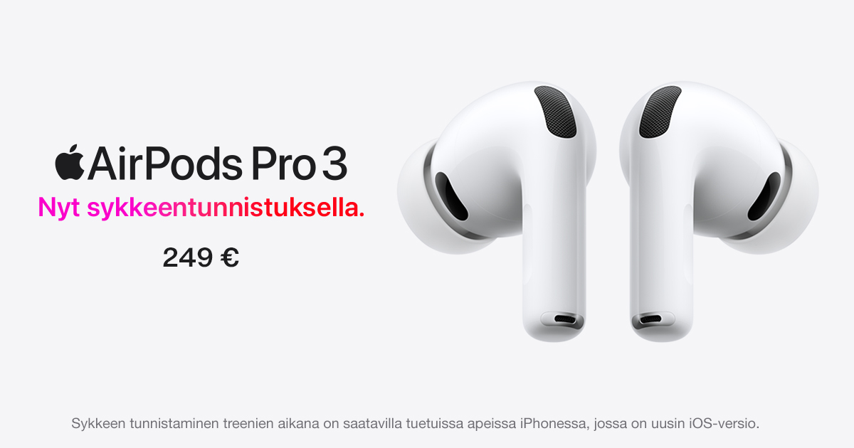 Apple AirPods Pro 3 – Nyt sykkeentunnistuksella. 249 €