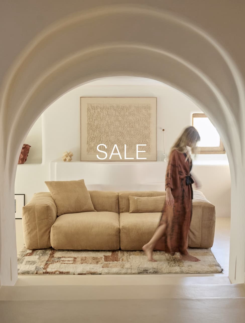 Cord velour modular sofa