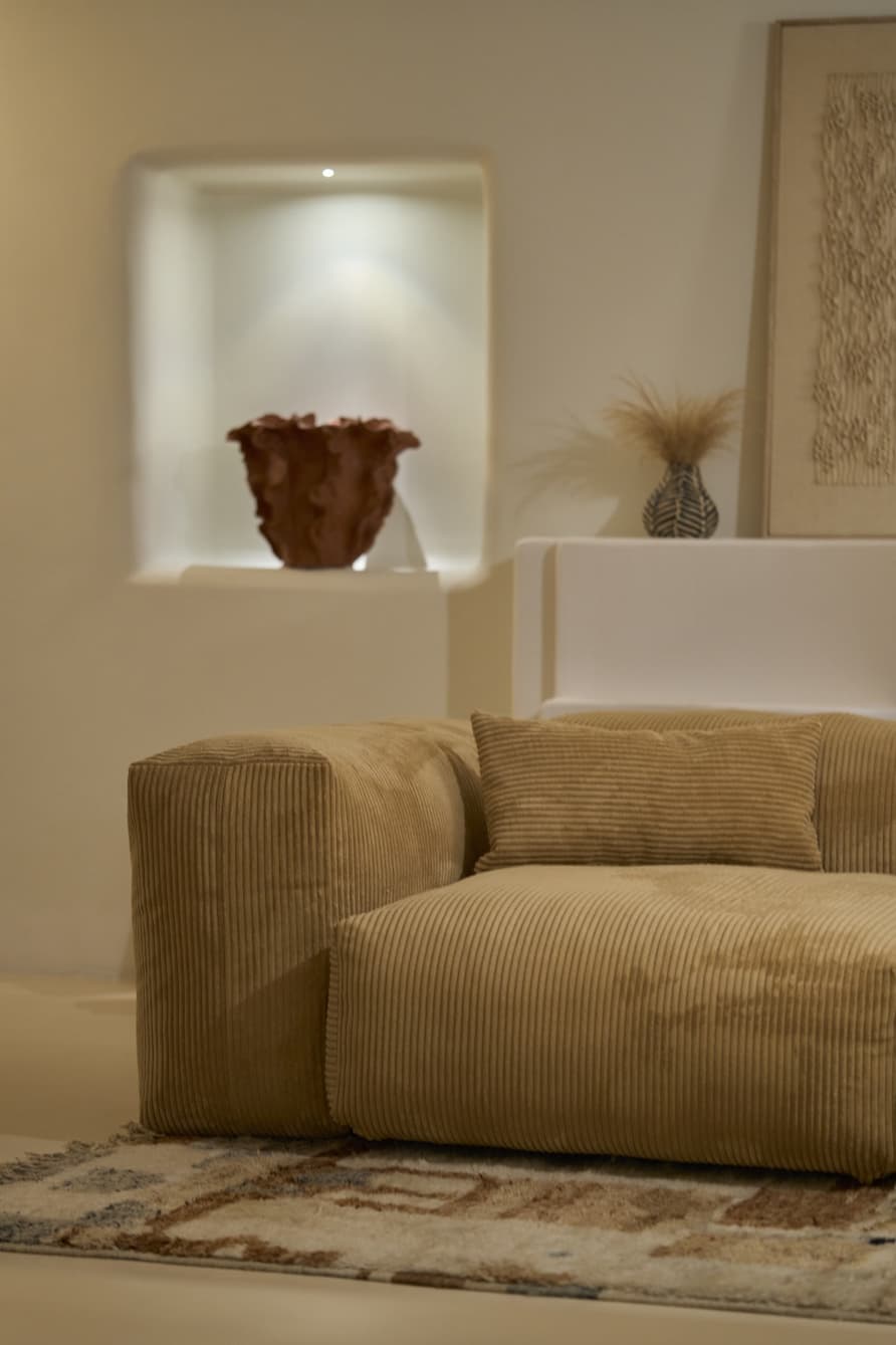 Modular sofa in cord velour detail