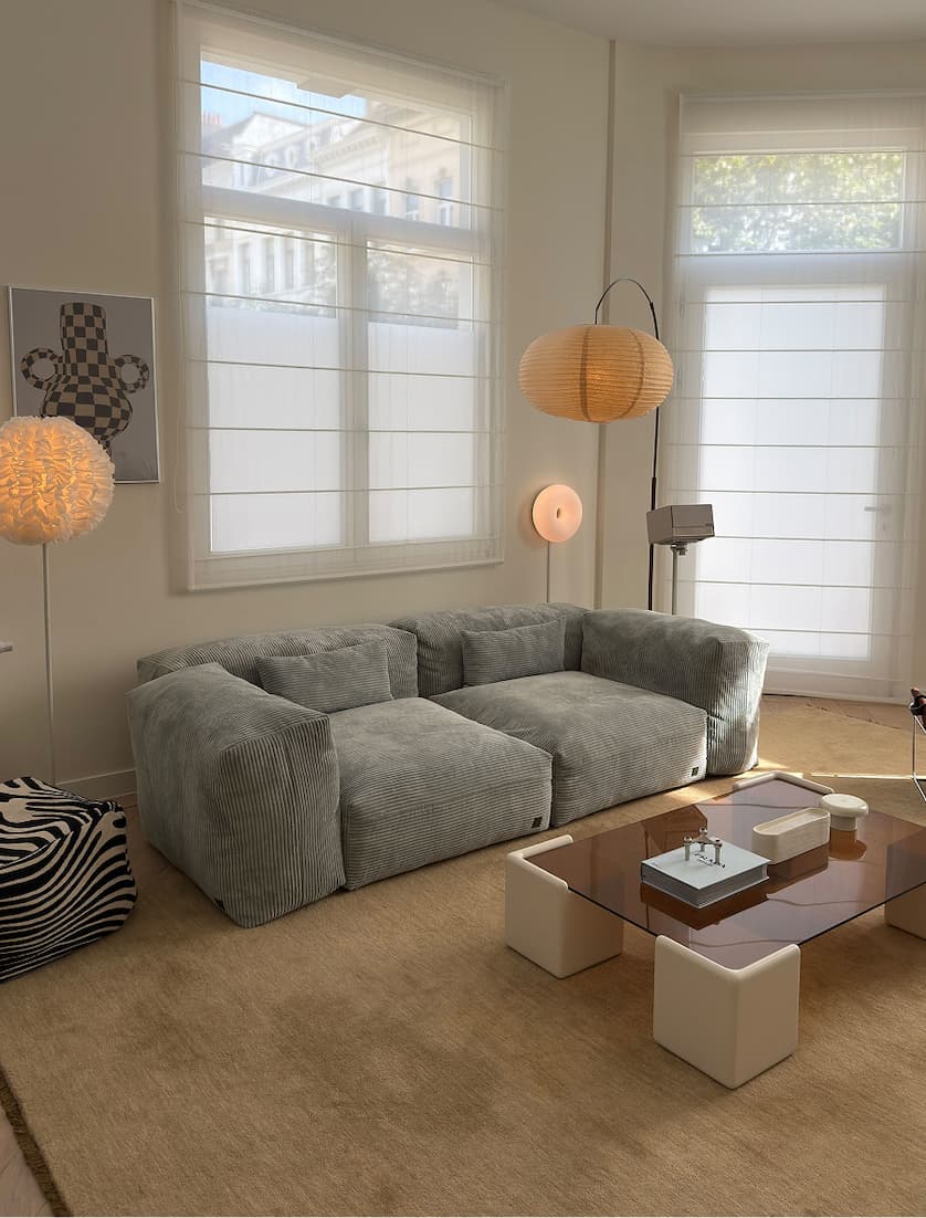 cord velour mint sofa
