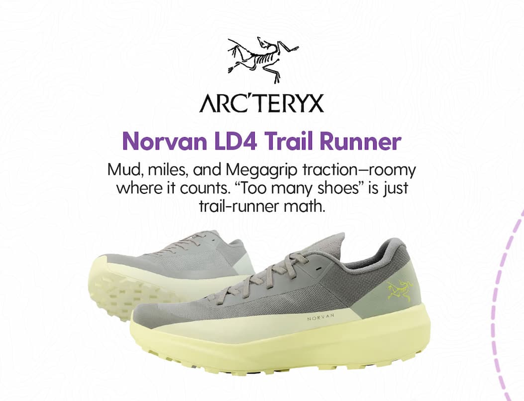 Shop Arc'teryx Women's Norvan LD4 Trail Runner -Mud, miles, and Megagrip traction—roomy where it counts. “Too many shoes” is just trail-runner math. 