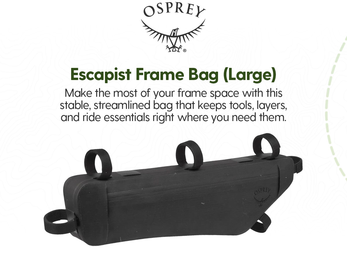 Osprey Escapist Frame Bag (Large) - Make the most of your frame space with this stable, streamlined bag that keeps tools, layers, and ride essentials right where you need them.