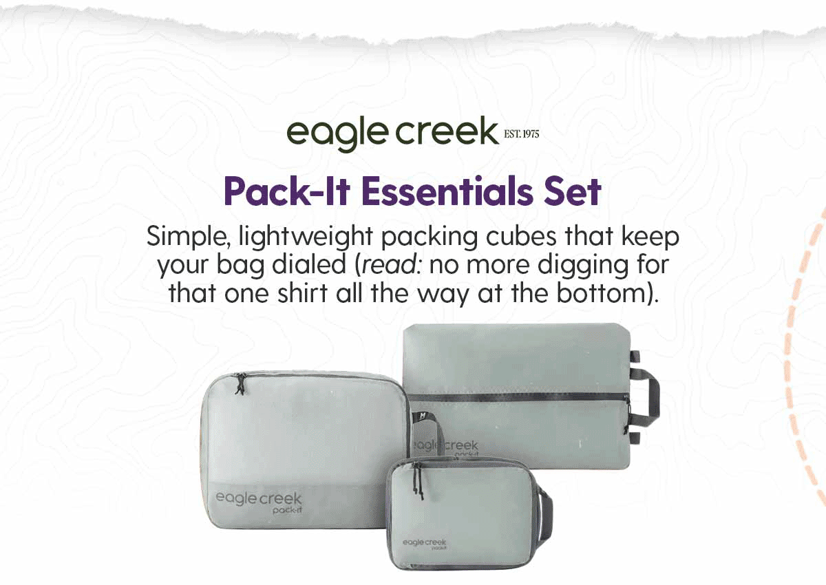 Eagle Creek Pack-It Essentials Set: Simple, lightweight packing cubes that keep your bag dialed (read: no more digging for that one shirt at the bottom).