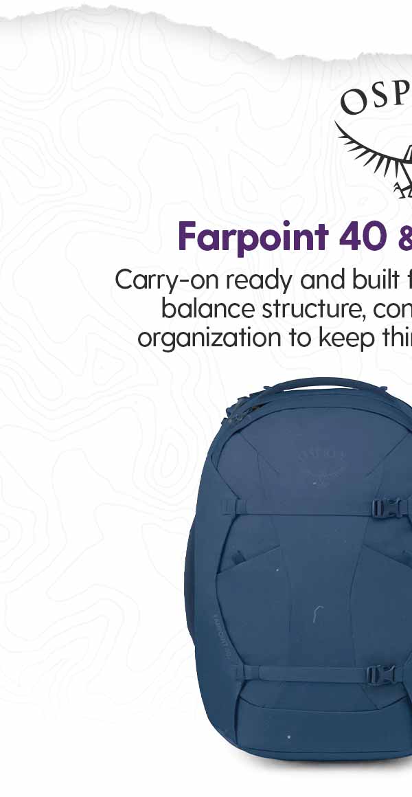Osprey Farpoint 40: Carry-on ready and built for real travel, these packs balance structure, comfort, and just enough organization to keep things simple on the move.