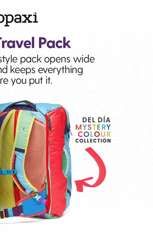 Cotopaxi Allpa 42L Del Dia Travel Pack: This rugged, suitcase-style pack opens wide for easy packing and keeps everything exactly where you put it.