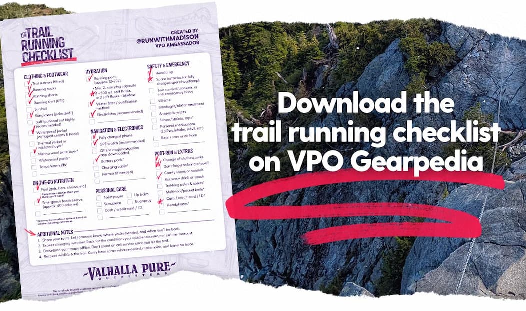 Download the trail running checklist on VPO Gearpedia