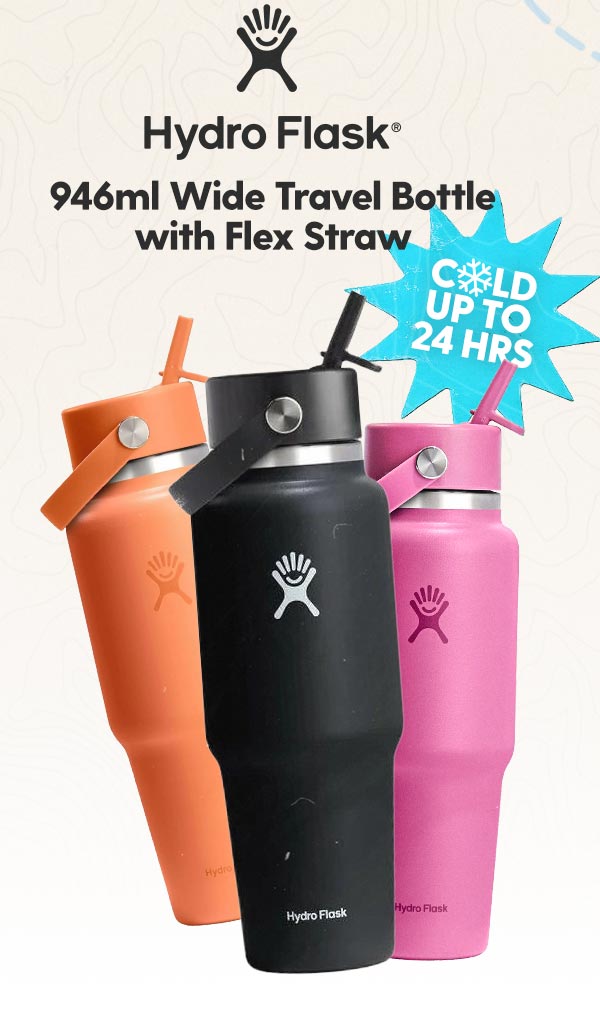 Hydro Flask 946ml Wide Travel Bottle with Flex Straw (Cold Up to 24 Hours)