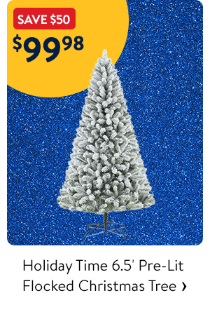 Holiday Time 6.5' Pre-Lit Flocked Christmas Tree