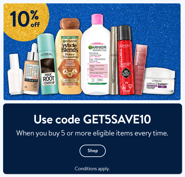 10% off - When you buy 5 or more eligible items every time. Use code GET5SAVE10 - Conditions apply.